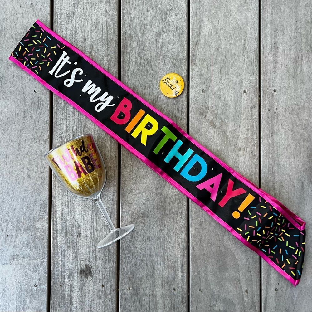 Birthday Sash Cup Pin